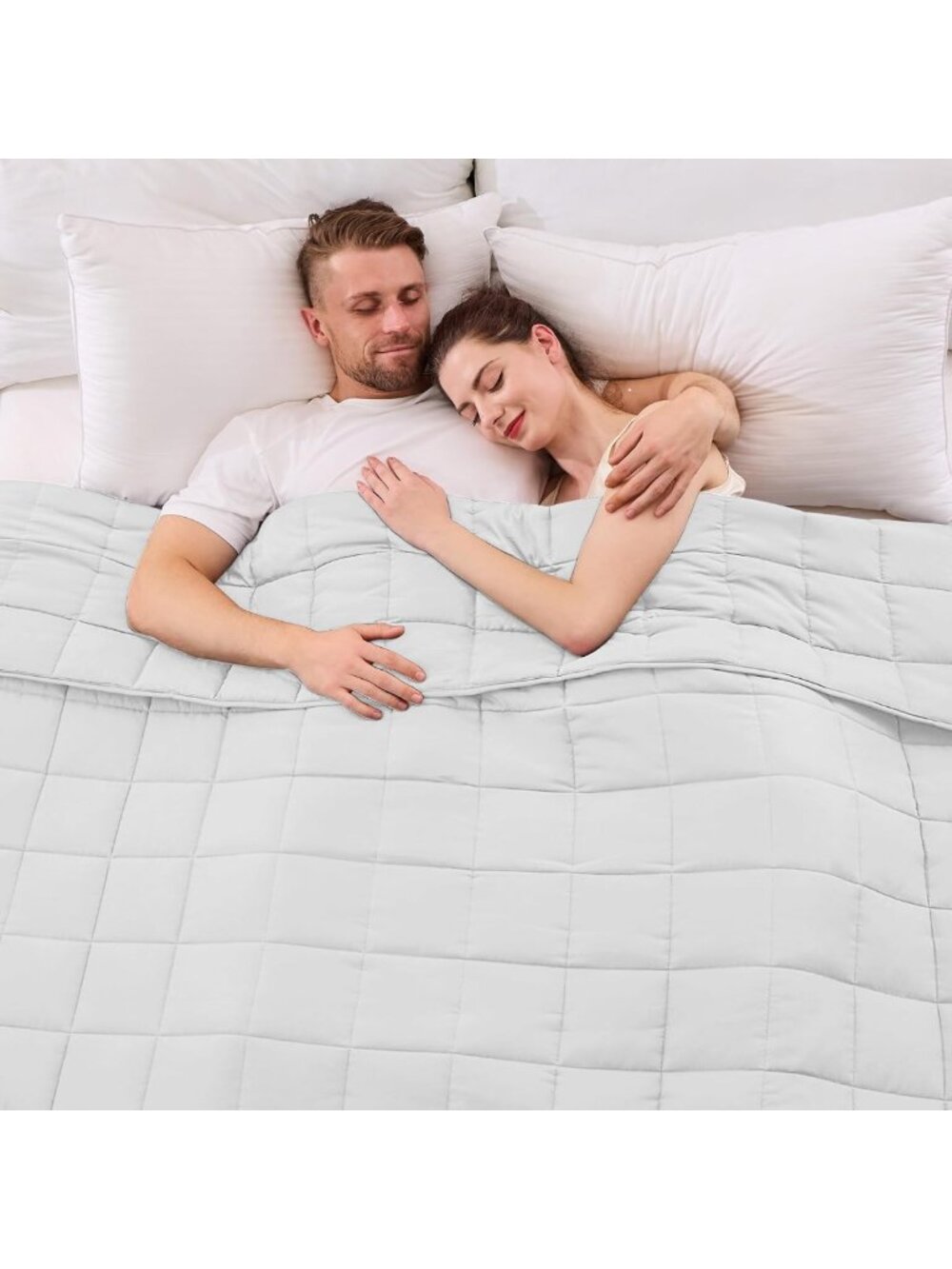 King Size 20lbs Weighted Blanket for Adults, Cozy 88” x 104”, Soft White Comfort